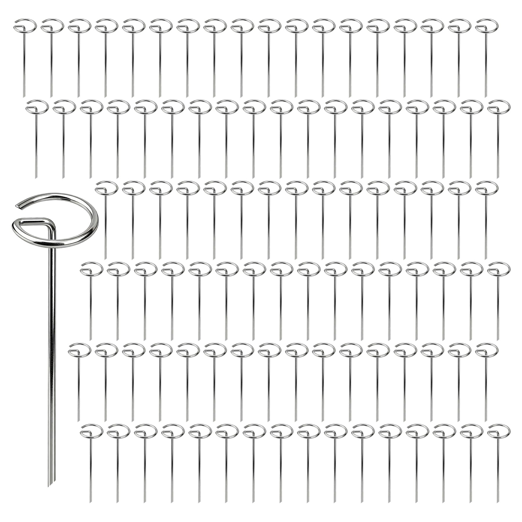 100 Pack Landscape Staples 8 Gauge 6 Inch Galvanized Garden Stakes SOD Pins Yard Lawn Spikes for Plant Cover, Tent, Weed Barrier Fabric, Turf, Inflatable and Outdoor Decorationlandscape Fabric Stakes