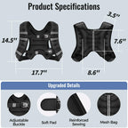 Zeerun Weighted Vest, 6/8/10/12/15/18/20/24/30LB for Men Women, 15LBS-Black