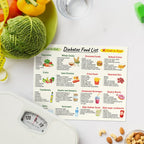 Magnetic Diabetes Food List for Fridge, 8"x10" Magnet Foods Chart for Diabetes, Low Sugar, High Fiber, Nutrition, Health