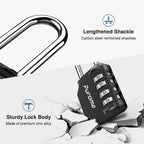 Puroma 4 Pack 2.6 Inch Long Shackle Combination Lock 4 Digit Outdoor Waterproof Padlock for Hasp Locker Lock, Sports Locker, Fence, Gate, Toolbox, Case, Hasp Storage, Cabinets (Black)