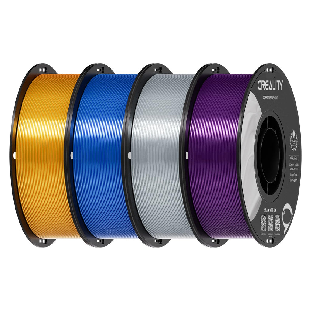 Creality Silk PLA Filament 1.75mm 4kg, Shiny Metallic 3D Printer Filament 1Kg Spool, Dimensional Accuracy +/- 0.02mm, Compatible with Most FDM 3D Printers(Gold&Sliver&Blue&Purple)