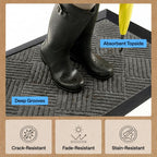 GORILLA GRIP WeatherMAX Door Mat, Indoor and Outdoor Use, Gray Diamond