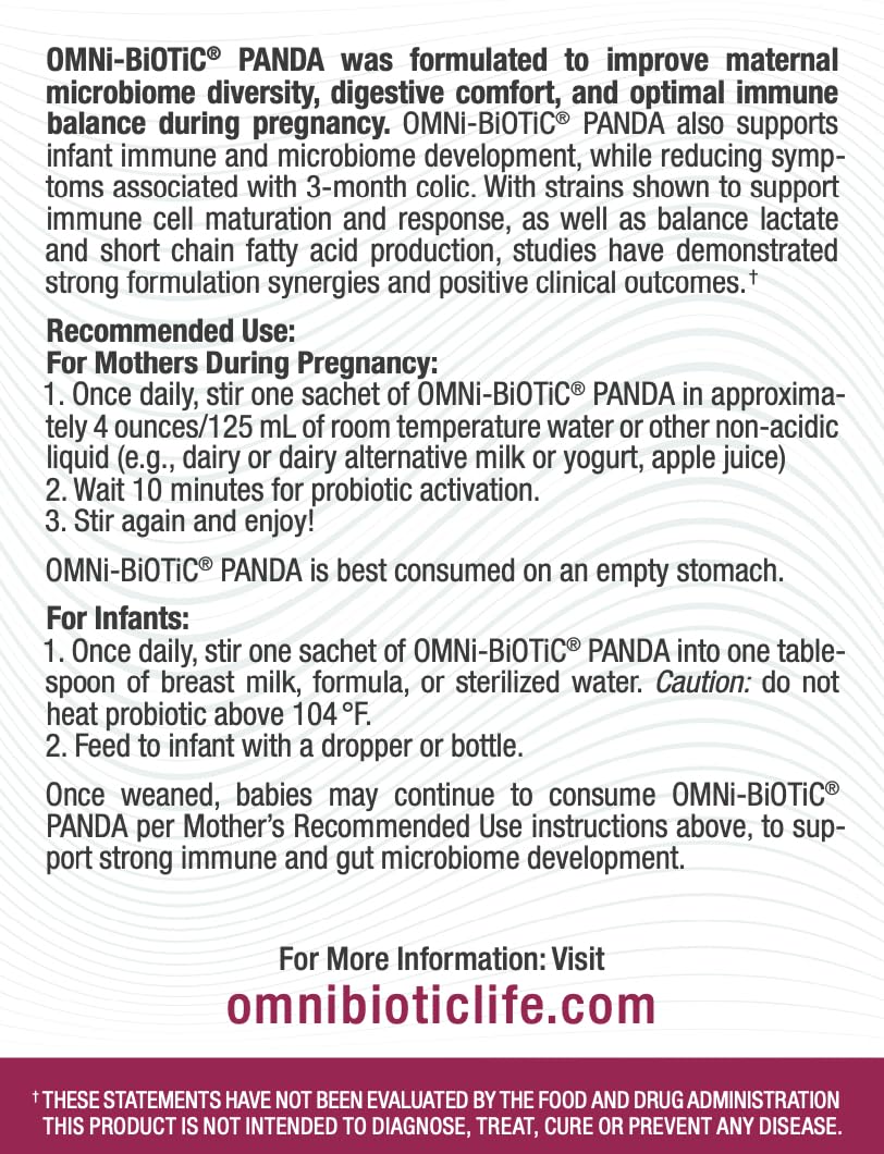 OMNi BiOTiC Panda - Probiotic for Mom and Baby - Prenatal and Infant Probiotic – Gut Health & Immune System Support – Vegan and Hypoallergenic - Non-GMO (1 Pack)