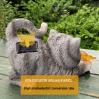 hYwecy Solar Garden Statue Cat,Garden Figurine Outdoor Decoration with Cat Holding Butterfly for Yard,Patio,Lawn Art Decoration,Housewarming Gift