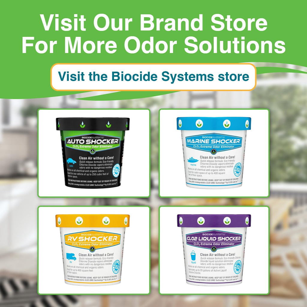 Biocide Systems Room Shocker Strong Odor Eliminator for Home & Office, Eco-Friendly Chlorine Dioxide Odor Bomb for House Interior Up to 400 Square Feet of Floor Space (2-Pack)