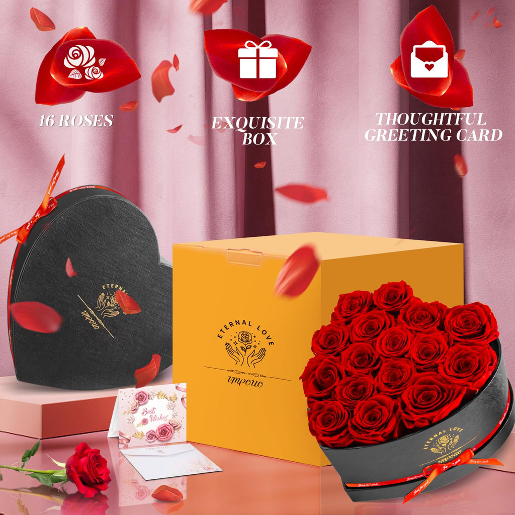 Impouo 16-Piece Preserved Rose Birthday Gifts for Women