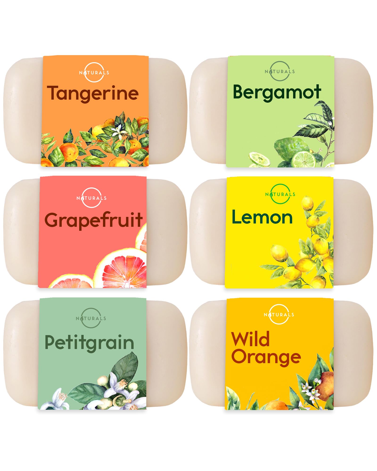 O NATURALS 100% Natural Bar Soap - Gift Set - Organic Ingredients & Essential Oils - Spa Gifts for Women & Men, Body Wash & Face - 6PC Citrus Soap Collection
