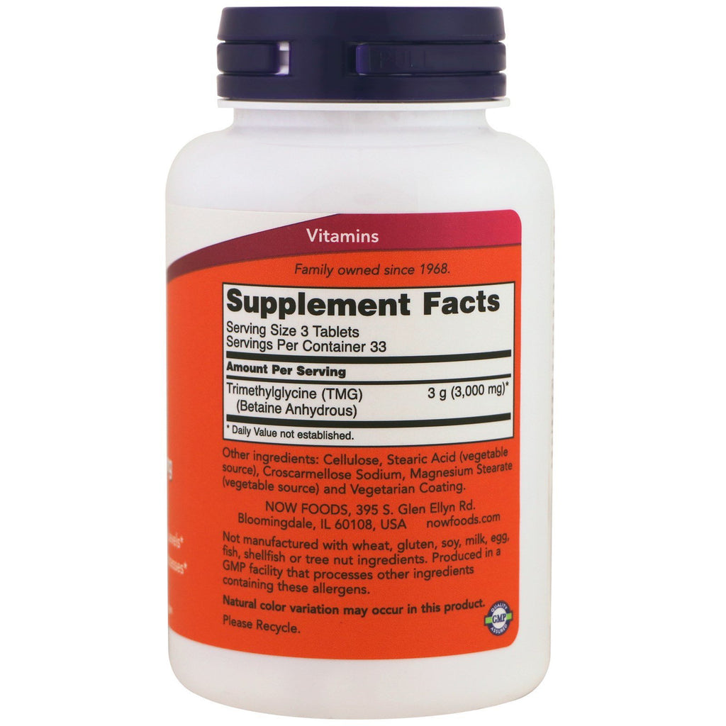 NOW TMG 1000mg, 100 Count (Pack of 2)