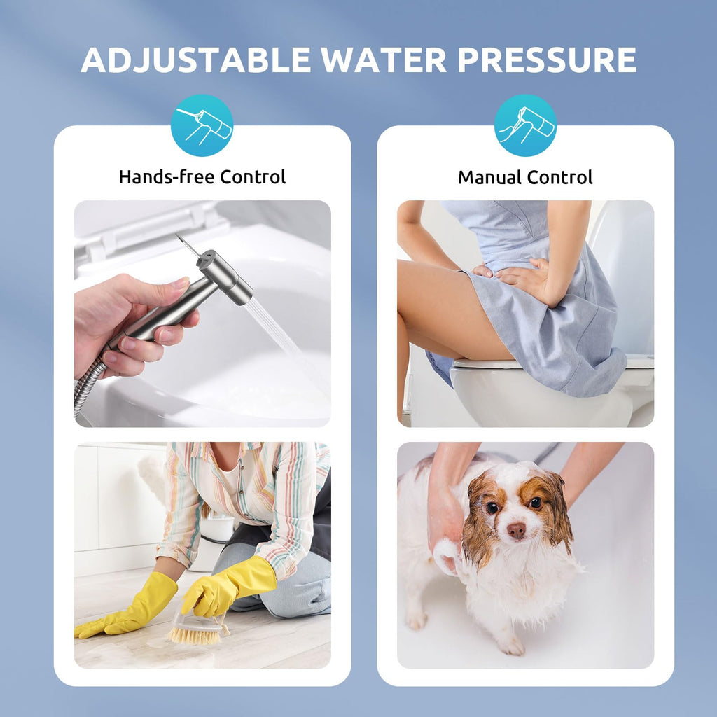 BRITULIF Hands-Free Handheld Bidet Sprayer for Toilet, Muslim Shower Dual Control Mode Spray, Toilet Sprayer with Bidet Hose, Adjustable Bidets Attachment for Toilet for Feminine Wash