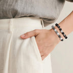 Elegant Beaded Bracelets - Natural Stone & Stainless Steel Healing Energy Jewelry for Couple Lover, Adjustable Sun and Moon Non-Smart Bracelet Set with Positive Meaning, Perfect Friendship Gifts
