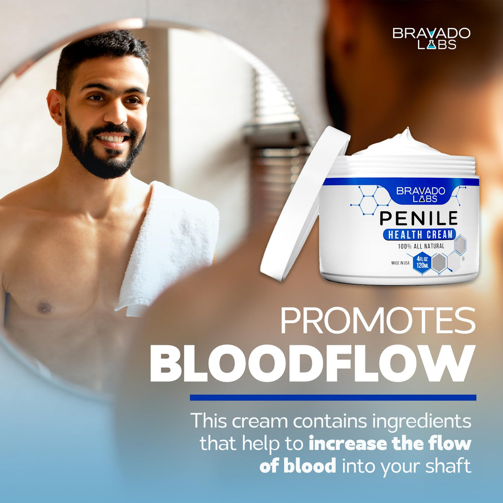 Bravado Labs Premium Penile Health Creme for Men – Daily Moisturizer for Dry Skin - Supports Foreskin Restoration - Sensitivity & Tight Intimate Area Relief - 4oz