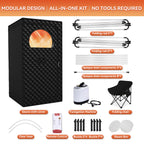 Gozuna Upgraded Portable Sauna for Home, Large Size Personal Sauna Box with 3L 1300W Steamer, Big Folding Chair, 9 Levels Heat, Full Body Steam Room Tent for Home Relaxation Spa 3'x3'x5.9' Black