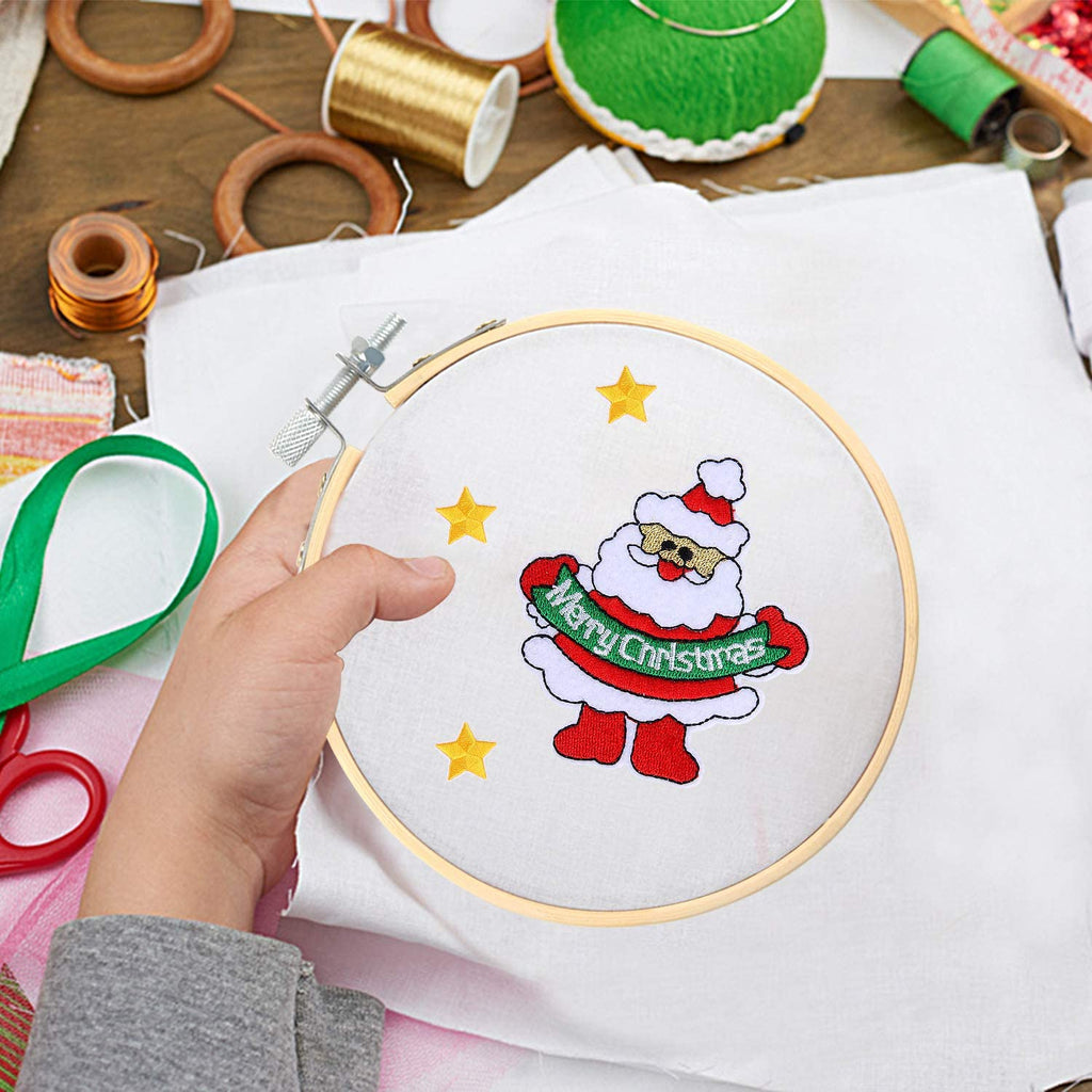 FEBSNOW 16Pcs 4 Inch Embroidery Hoops Adjustable Circle Cross Stitch Ring
