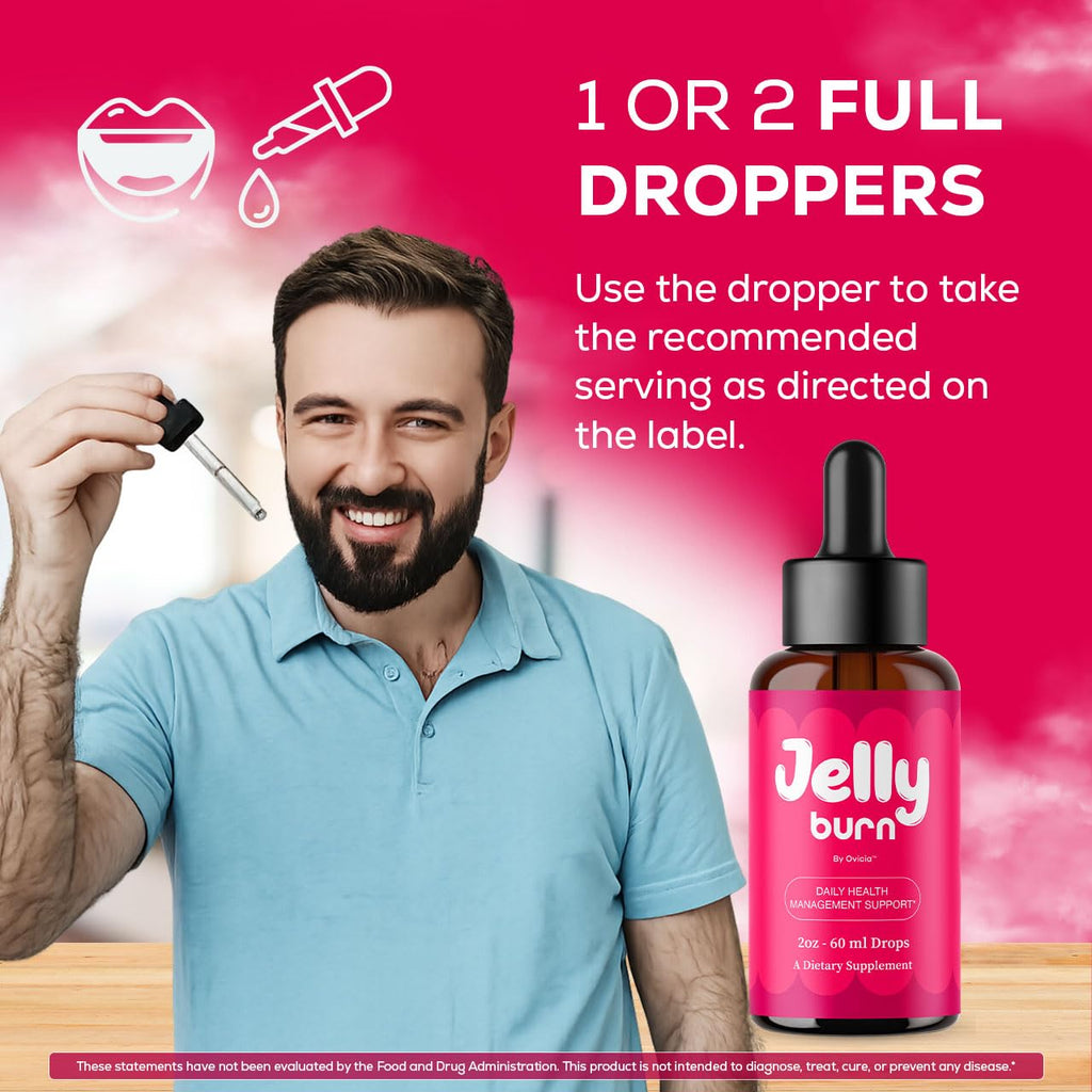 (2 Pack) Jelly Burn Drops - Official JellyBurn Oral Liquid Drops Advanced Premium Formula Maximum Strength, All Natural Ingredients Vitamins for Overall Health & Wellness, 2 Bottles for 2 Months