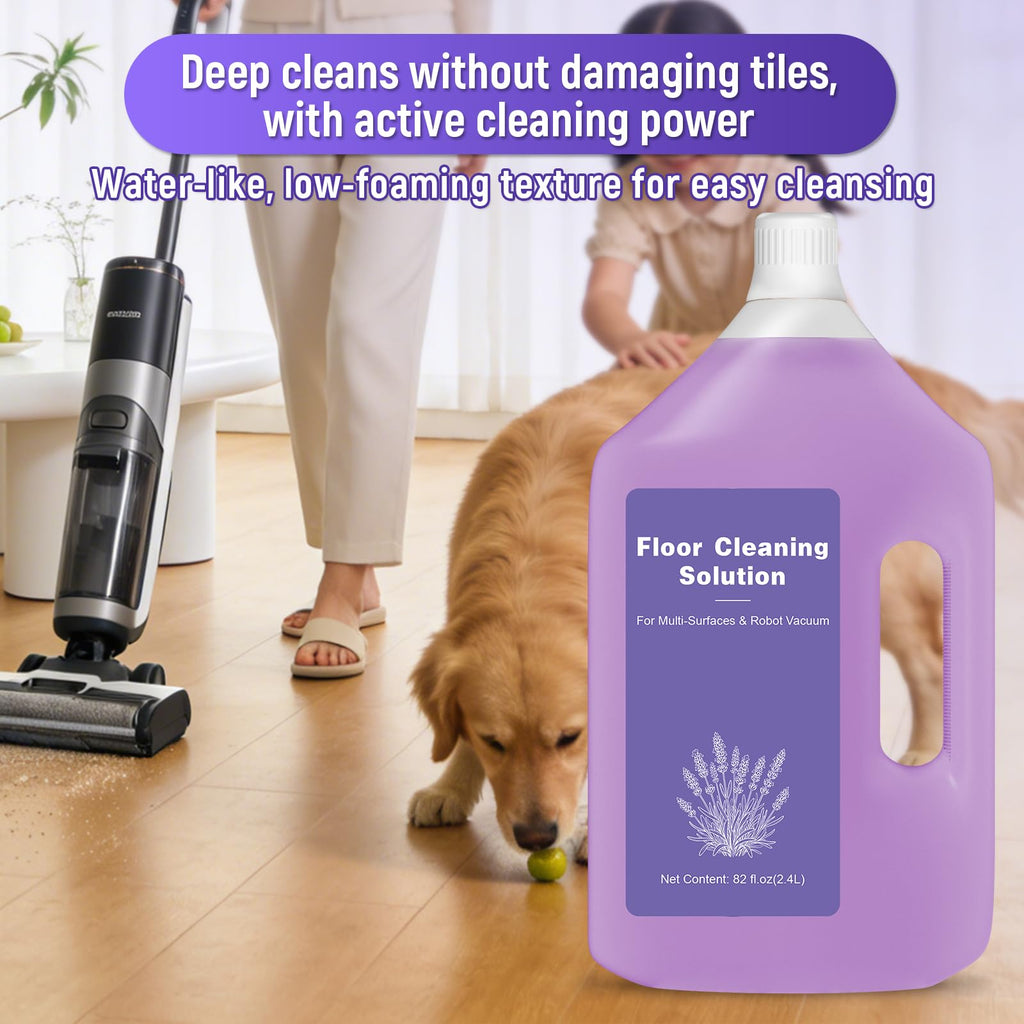 82 FL OZ/2.4 L Lavender Scented Floor Cleaning Solution Compatible with Dreame Cleaning Solution, Low Foam & No Residue, Floor Cleaner for All Robot Vacuum and Wireless Wet Dry Vacuum Cleaners