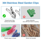 120 Pcs Greenhouse Clips, Garden Clips for Netting, Stainless Steel Greenhouse Clamps, Have a Strong Grip to Hold Down The Shade Cloth or Plant Cover on Garden Hoops or Greenhouse Hoops