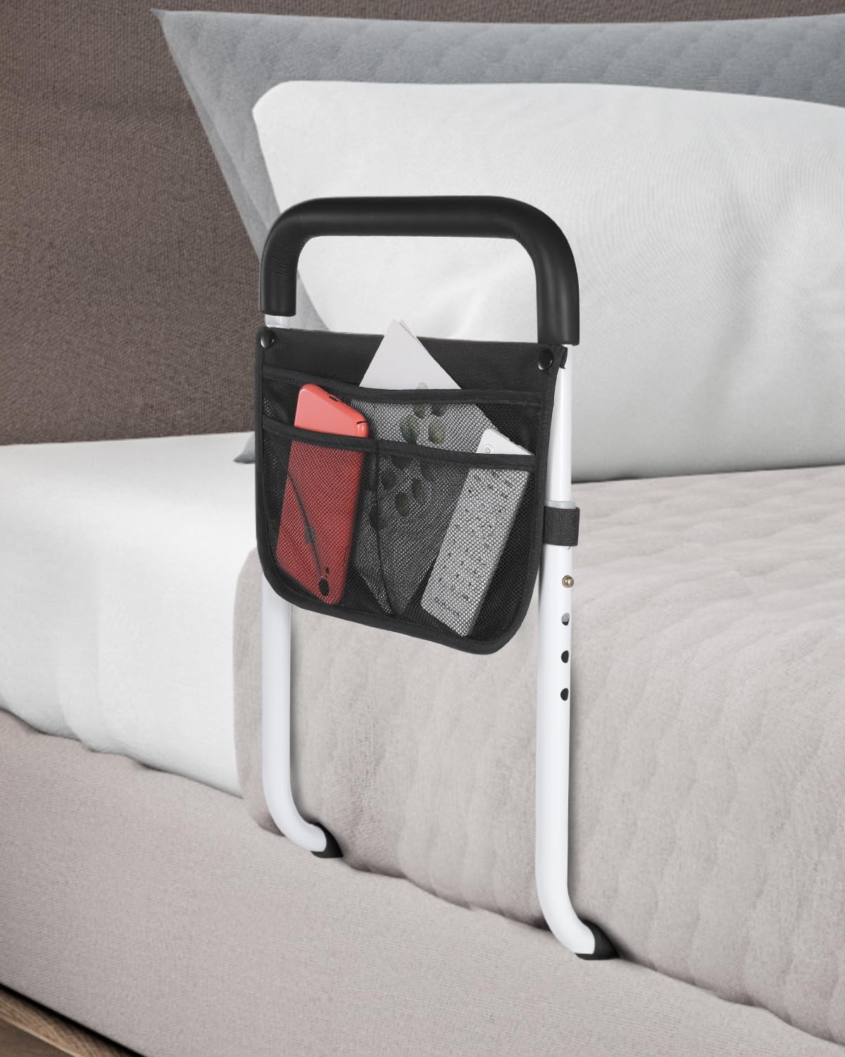 Yetulike Bed Rails for Elderly Adults Safety - Adjustable Bed Assist Rail for Seniors - Stable Beds Side Rails with Storage Bag & Fixing Strap, Fit King Queen Full Twin