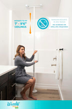 Stander Wonder Pole Lite, Adjustable Floor to Ceiling Safety Grab Bar with Security Support Handle for Fall Prevention, Tension Mounted Transfer-Pole for Adults, Seniors, and Elderly, White