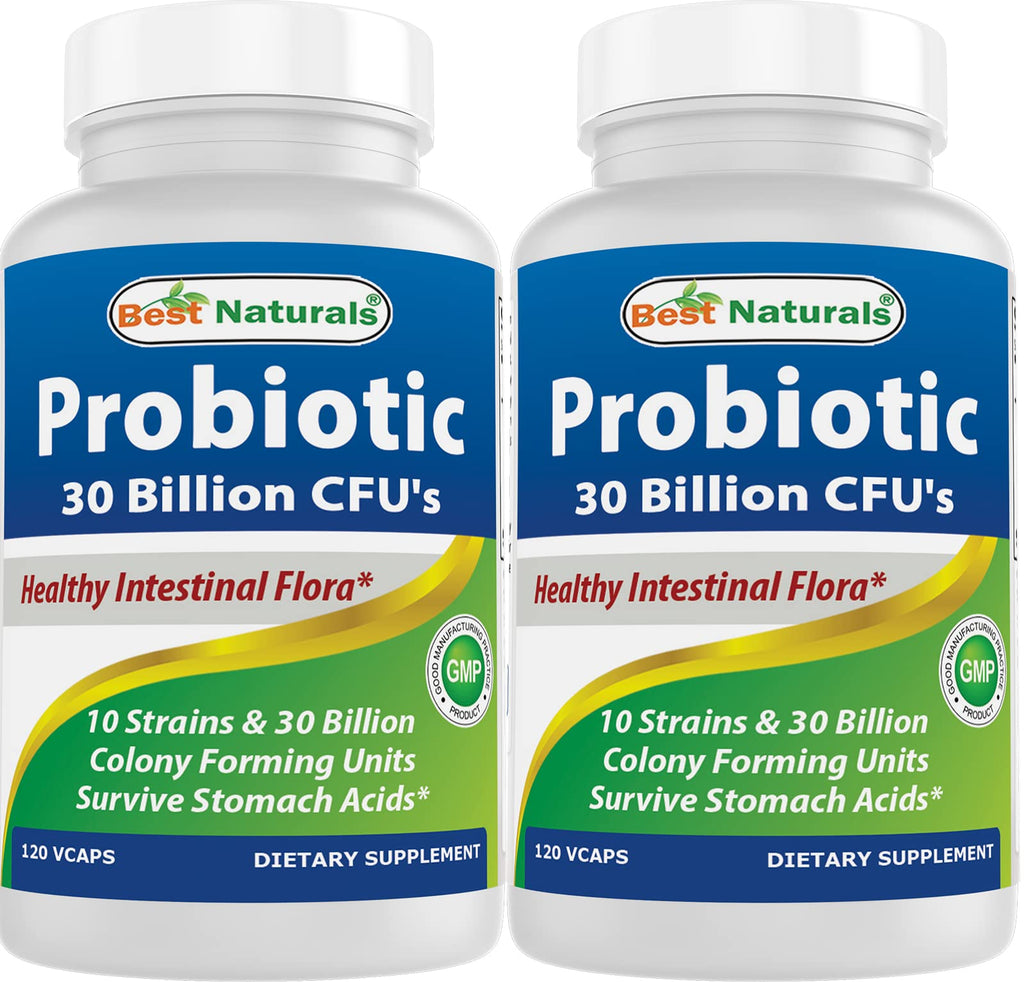 Best Naturals Probiotic 10 Strains 30 Billion Shelf Stable 120 Veggie Caps (120 Count (Pack of 2))