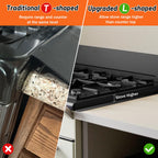 Stainless Steel Stove Gap Covers (2PCS),Stove Gap Filler,Range Trim Kit,Stove Guard for Kitchen Oven Gap Between Stovetop and Counter,Easy Clean Heat Resistant,Adjustable Length 13.8'' to 27.5'',Black