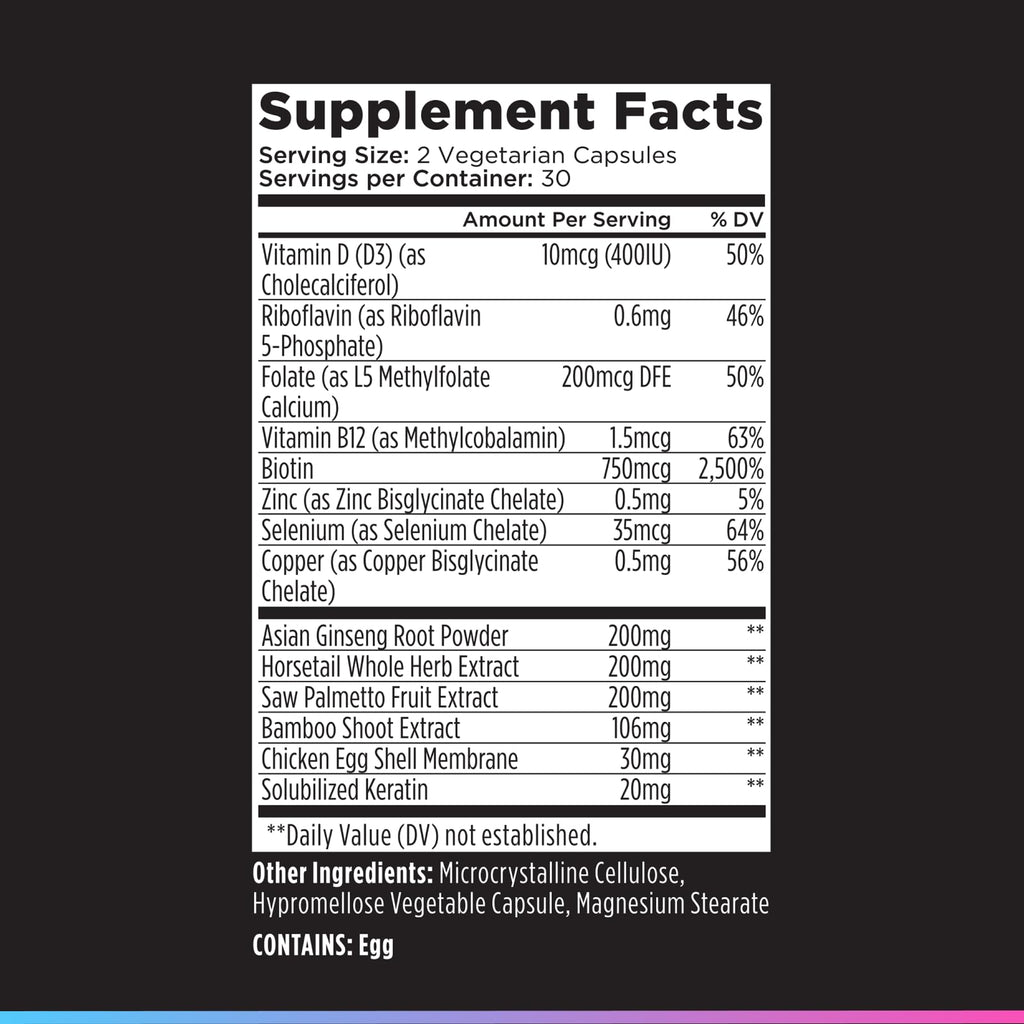 Livingood Daily Hair, Skin & Nails Supplement, 14-in-1 Formula with Biotin, Collagen, Keratin, Bamboo, Selenium, Folate, B12, Zinc and More, Beauty Supplement for Women & Men, Gluten Free, 60 Capsules