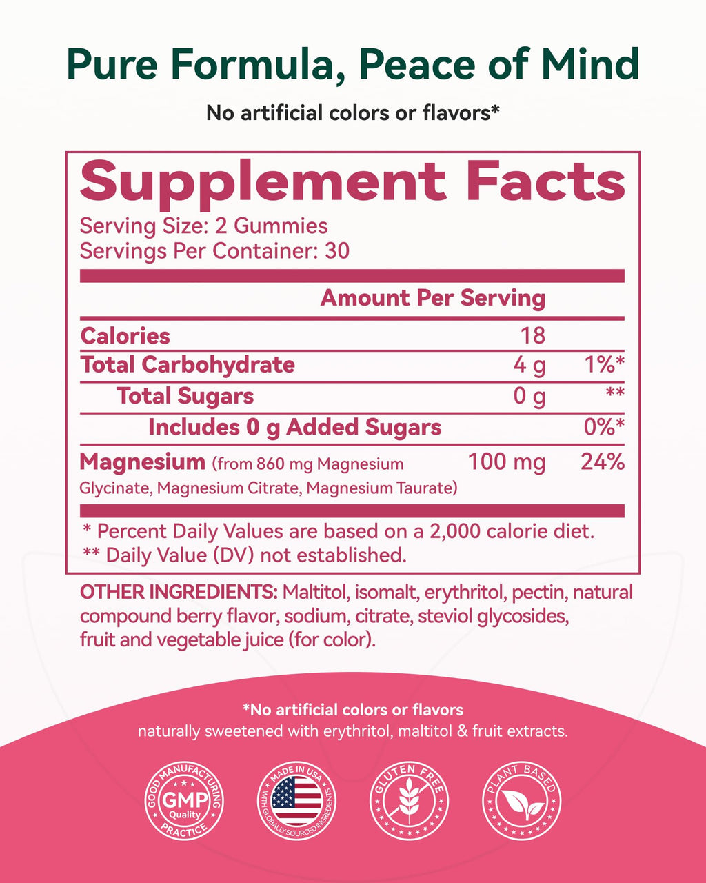 Magnesium Glycinate Plus Gummies 860mg, Sugar-Free, Non-GMO, Gluten-Free, Magnesium Gummies for Adults & Kids, Sleep, Relaxation & Focus, Magnesium Supplement for Women, Mixed Berry Flavor, 120 Count