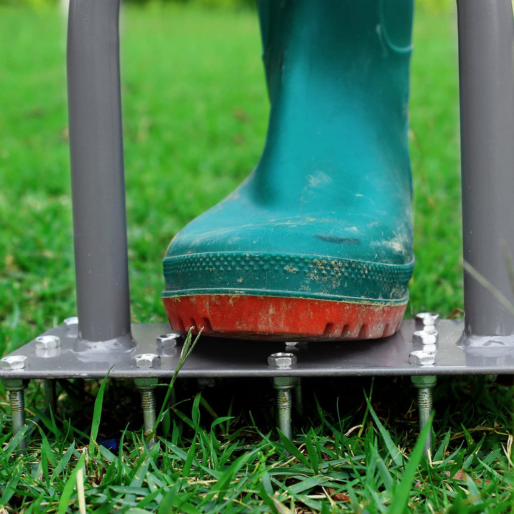 Walensee Manual Lawn Aerator Tool with 15 Iron Spikes, Garden Spike Aerator
