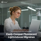 Goiteia FL-Rose Migraine Clip on Glasses-Amber Clip-on Blue Light Blocking Glasses for Eyes Strain/Light Sensitive/Fluorescent LED Lighting/Computer Screen Glare