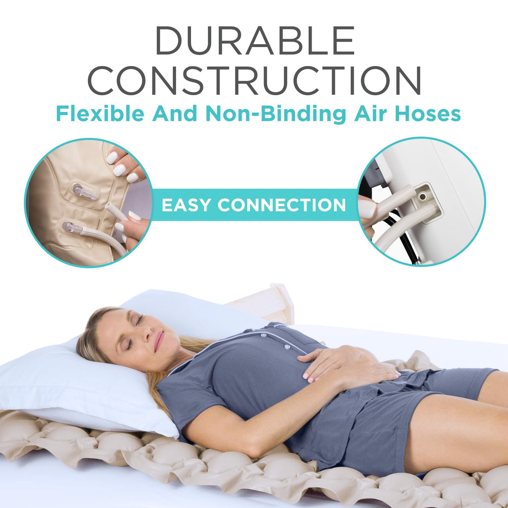Vive Alternating Pressure Mattress - Includes Electric Pump System and Mattress Pad Cover - Quiet, Inflatable Bed Air Topper for Pressure Ulcer and Pressure Sore Treatment - Fits Standard Hospital Bed