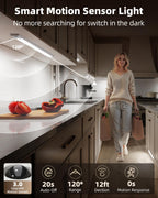 EZVALO 3-Pack Under Cabinet Lighting, 4000mAh Rechargeable Motion Sensor Light, 16inch Magnetic Closet Lights with Dimmable & 3 Color Temps, Wireless Motion Activated Lights with Remote for Kitchen