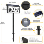MAXvolador Solar Powered Address Sign House Numbers Waterproof, 3-Color Lighting Modes LED Illuminated Address Plaque with Stakes, Outdoor Address Number