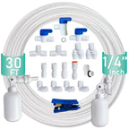ESHIONG NSF Certified 1/4" O.D. Push to Connect Fittings for RO (Reverse Osmosis) Water Filter（with water float ball valve）19 pcs+30 feet 1/4" Water tubing.