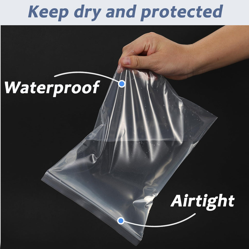 Foopama 20 PCS 12" x 18" Thick 5 Mil Clear Zip Poly Lock Plastic Bags Seal Reclosable Zip Bag Heavy-Duty Clothing T-Shirt Toys Snacks Zipper Bags