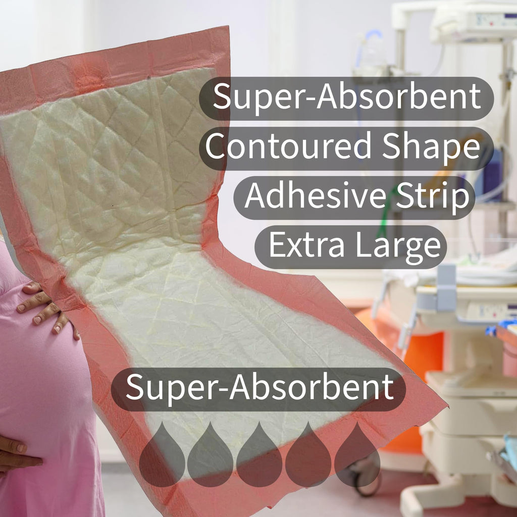 Vakly Extra Large Postpartum Maternity Pads [40 Pack] Hospital Style Super-Absorbent Contoured Pad Liners - 7" Wide X 14" Long - Heavier Overnight Post Birth Protection for Women - Incontinence Liners
