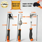 5 Pack Weed Puller Tool, Stainless Steel Manual Hand Weeding Tool Set for Weed Removal, V-Shaped Digger, Crack Weeder Tool, 4 Teeth Gardening Tools for Garden, Patio, Sidewalk, Driveway, Pavers, Lawn