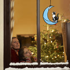 YULAIKUAI Black and White Cat Gift,Tuxedo Cat Stained Glass Art Suncatcher