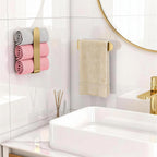 2 Pack Gold Hand Towel Holder, Adhesive Towel Bars Wall Mounted, 8 Inch Square Hand Towel Racks Stick on Wall for Bathroom Kitchen