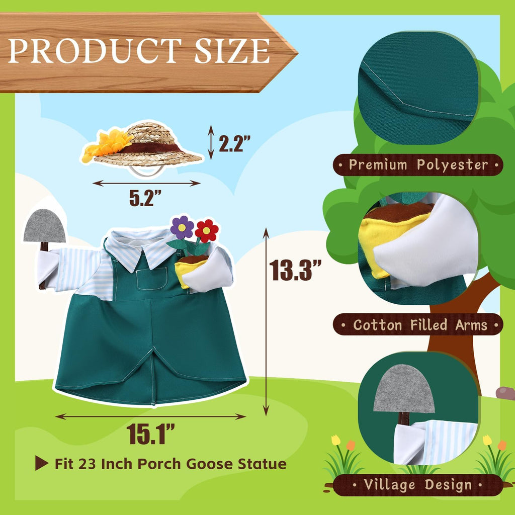 EKOREST Gardener Porch Goose Outfits for 23 Inch Lawn Statue