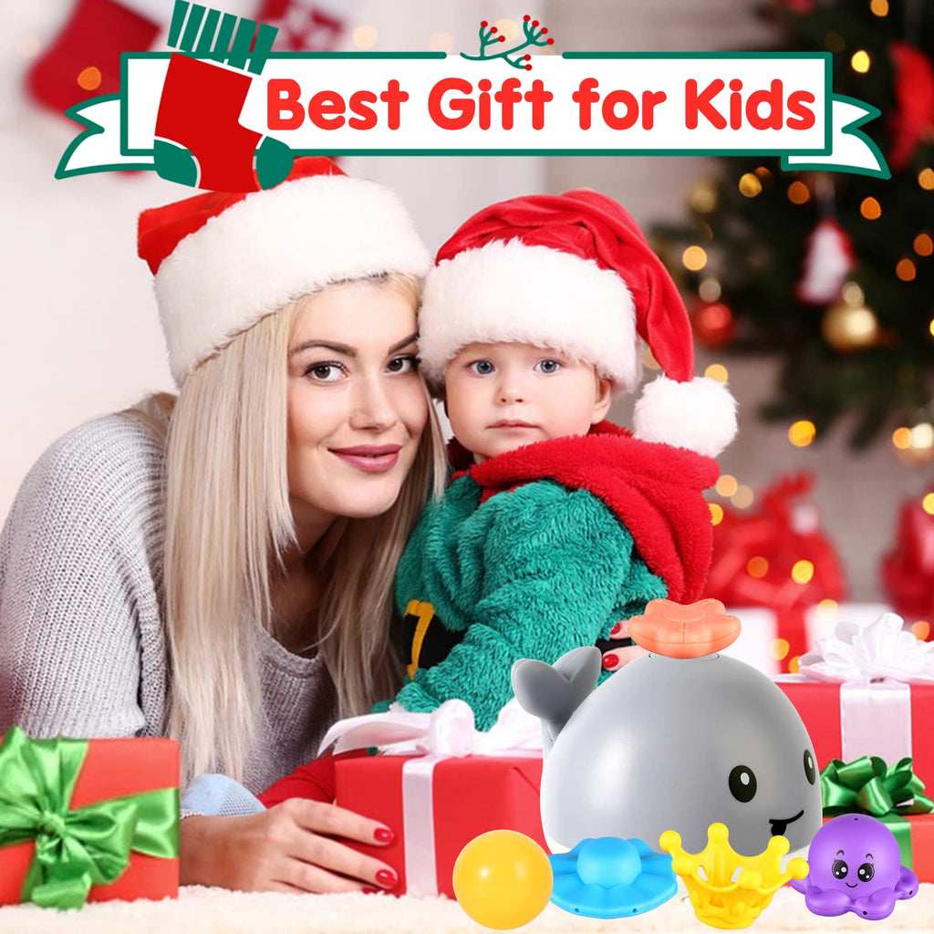 Gigilli Light Up Whale Bath Toys Sprinkler with 4 Water Spray Patterns, Bath Tub Toys Shower Gifts for 1 2 3 4 5 Years Old Boys Girls