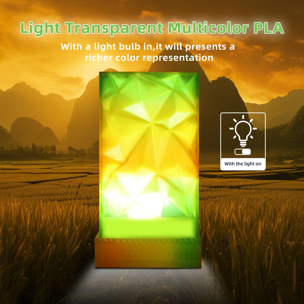3DHoJor Transparent Multi Rainbow Color Change PLA 1.75mm 1KG 3D Printing Filament Crystal Rainbow PLA -Wheat Field