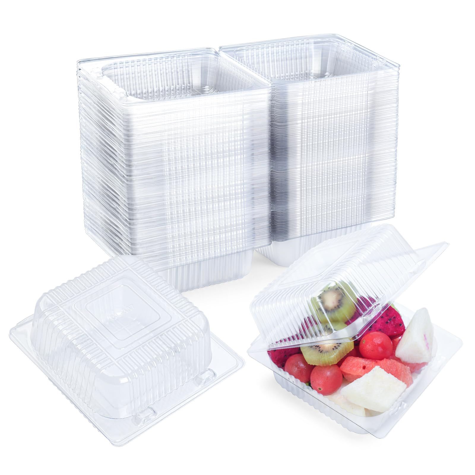 Evnlo 100 Count Heavy Duty Clear Clamshell Food Containers Hinged with Lids