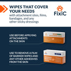 Fixic Skin Barrier Wipes - 50 PCS - Premium Skin Prep Protective Wipes - Skin Adhesive Wipes to Create the Barrier between Skin and Attachments - Skin Glue Wipes to Increase the Adhesive Tape Effect!