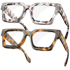 VISOONE 2 Pack Blue Light Blocking Glasses Rectangle Frame and Chic Preppy Look for Women Men RIVER
