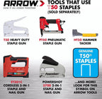 Arrow 508 Heavy Duty T50 1/2-Inch Leg Length, 3/8-Inch Crown, Staples for Upholstery, Construction, Furniture, Crafts, 1250 Count(Pack of 1)