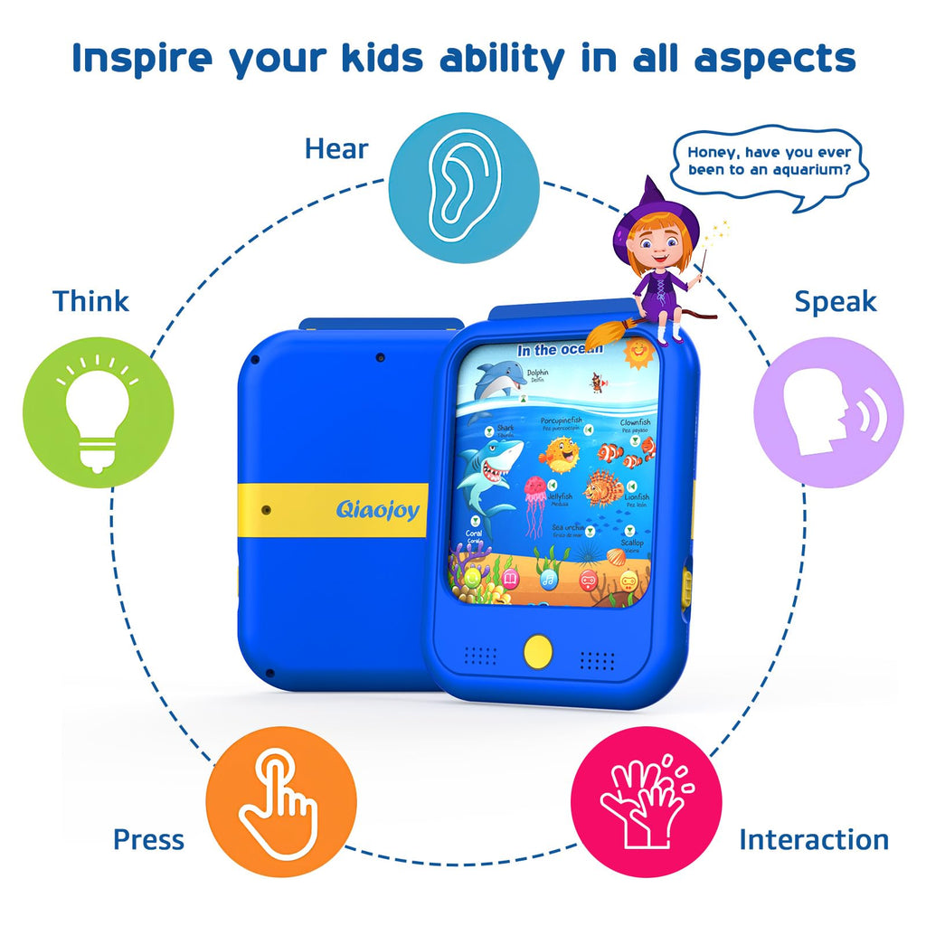 Kids Learning Tablet Educational Learning Pad for Toddlers 2-5 to Learn Alphabets, Numbers, Foods, Time, Music, Vehicles,Jurassic Park, Tablet Toy for Toddlers Ages 2 3 4 5 6 Years Old