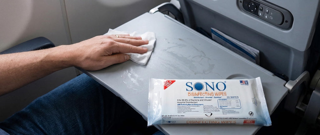 SONO Disinfecting Wipes - 60 Count (Pack of 3) + Sanitizer, Travel Size, Alcohol-Free, No Bleach, Medical-Grade, Multi-Surface Cleaning for School, Office, and On-The-Go