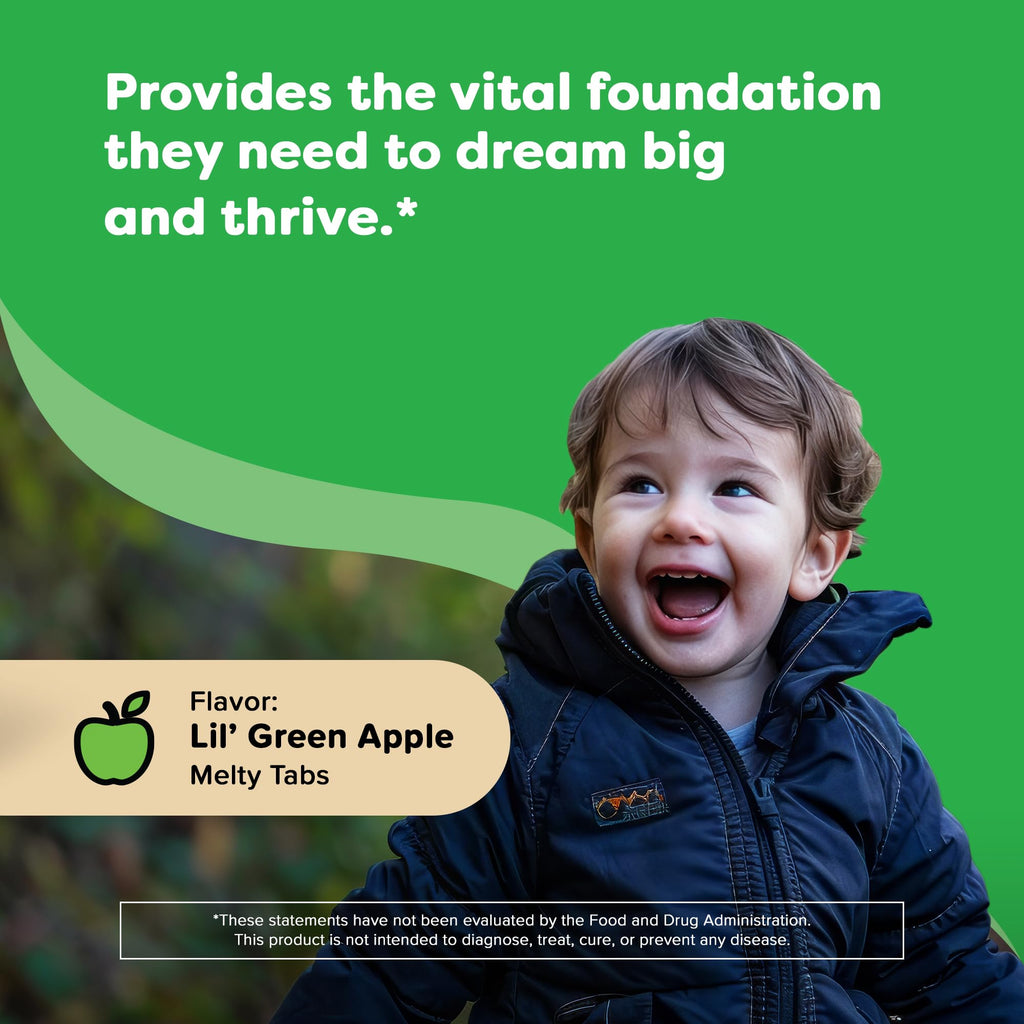 Renzo's Dynamite Vitamin D3, Dissolving Kids Vitamin D3, 60 Sugar-Free Melty Tabs, Lil’ Green Apple Flavored