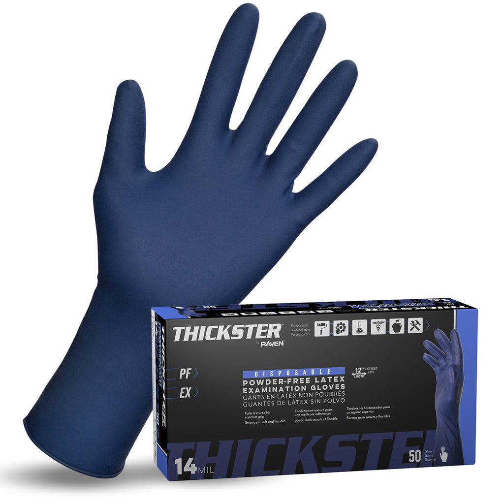 SAS Safety 6604-20 Thickster Powder Free Exam Grade Disposable Latex 14 Mil Gloves, Extra Large, 50 Gloves by Weight