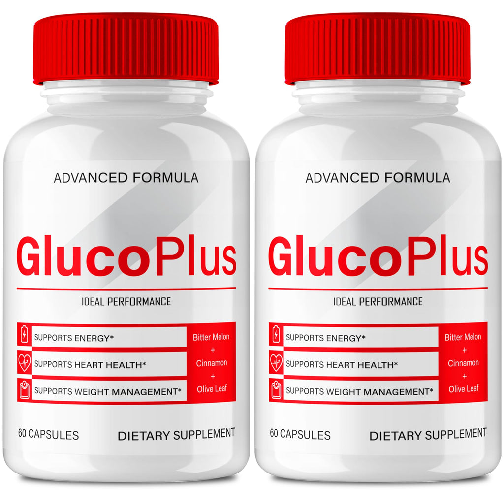 Gluco Plus Advanced Blood Formula Capsules, Official GlucoPlus Supplement Pills - Maximum Strength, All Natural for Healthy Circulation & Stable Level, Advanced Gluco Health Plus Reviews (2 Pack)