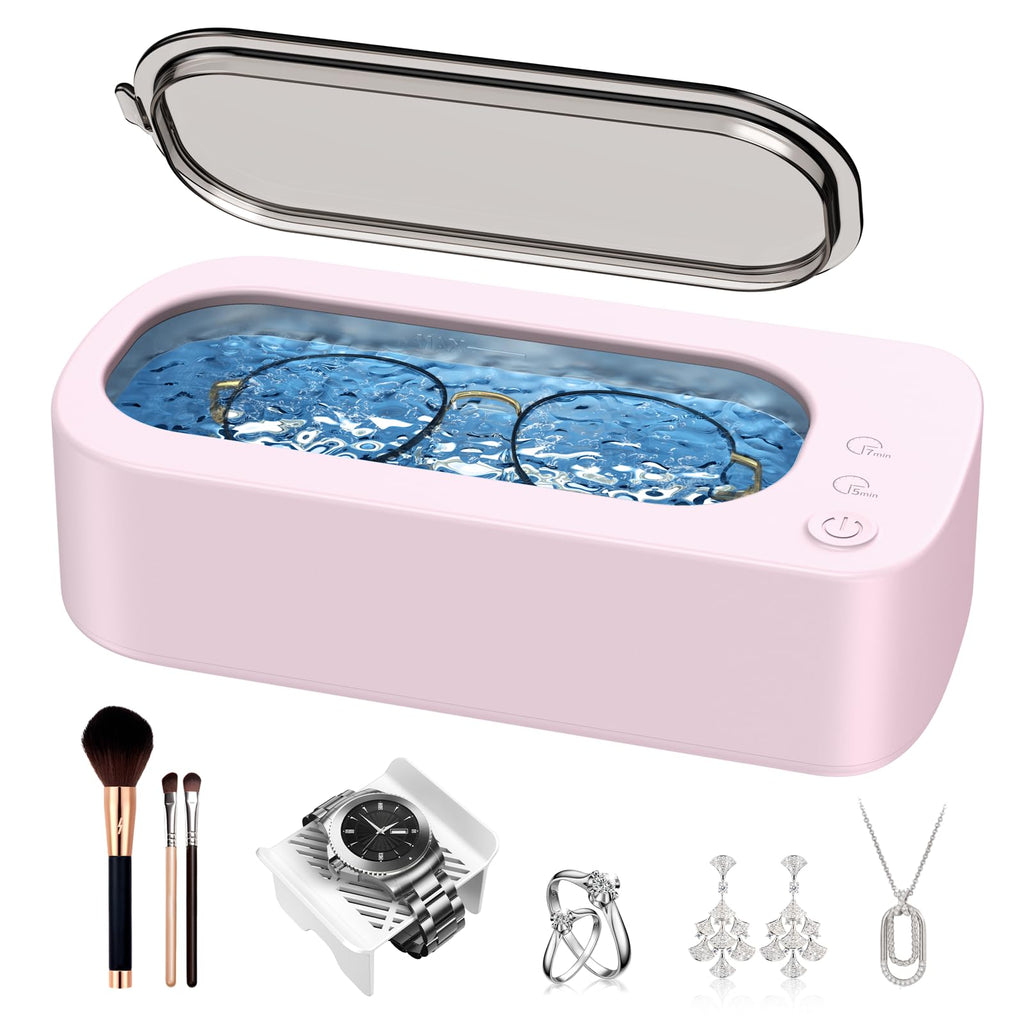 OSLTWI Ultrasonic Jewelry Cleaner Machine: 48KHz Ultra Sonic Cleaner for Jewelry,Eyeglass,Rings,Watch Band,Dentures,with Dual Cleaning Modes,350ML 304 Stainless Steel Tank,Gift for Wife,Mom,Daughter
